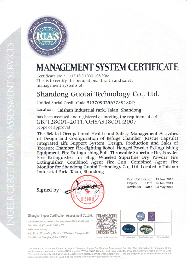 OHSAS18000 Occupational Health and Safety Management System Certification